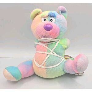 1999 Meanies Series 3 Tied The Bear Plush Animal Control Dog Catcher Pink w TBB2